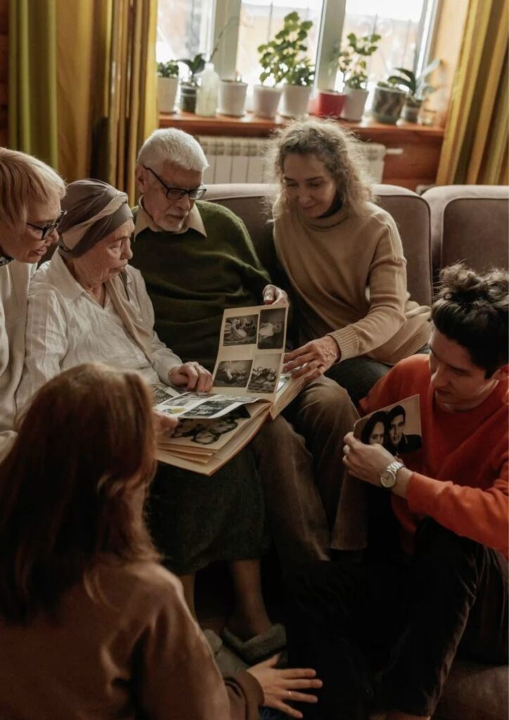 picture of a family sitting togather