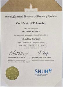 Seoul National University Bundang Hospital the certificate of dr vipin mohan