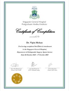 singapore general hospital certificate of dr vipin mohan