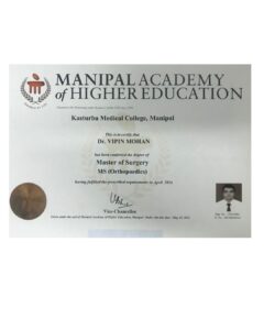 manipal academy of higher education certificate of dr vipin mohan