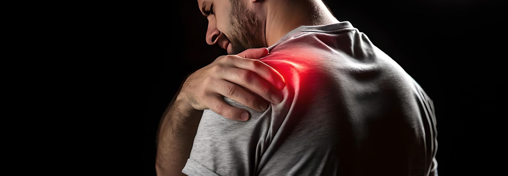 picture of a guy he had a pain in his shoulder