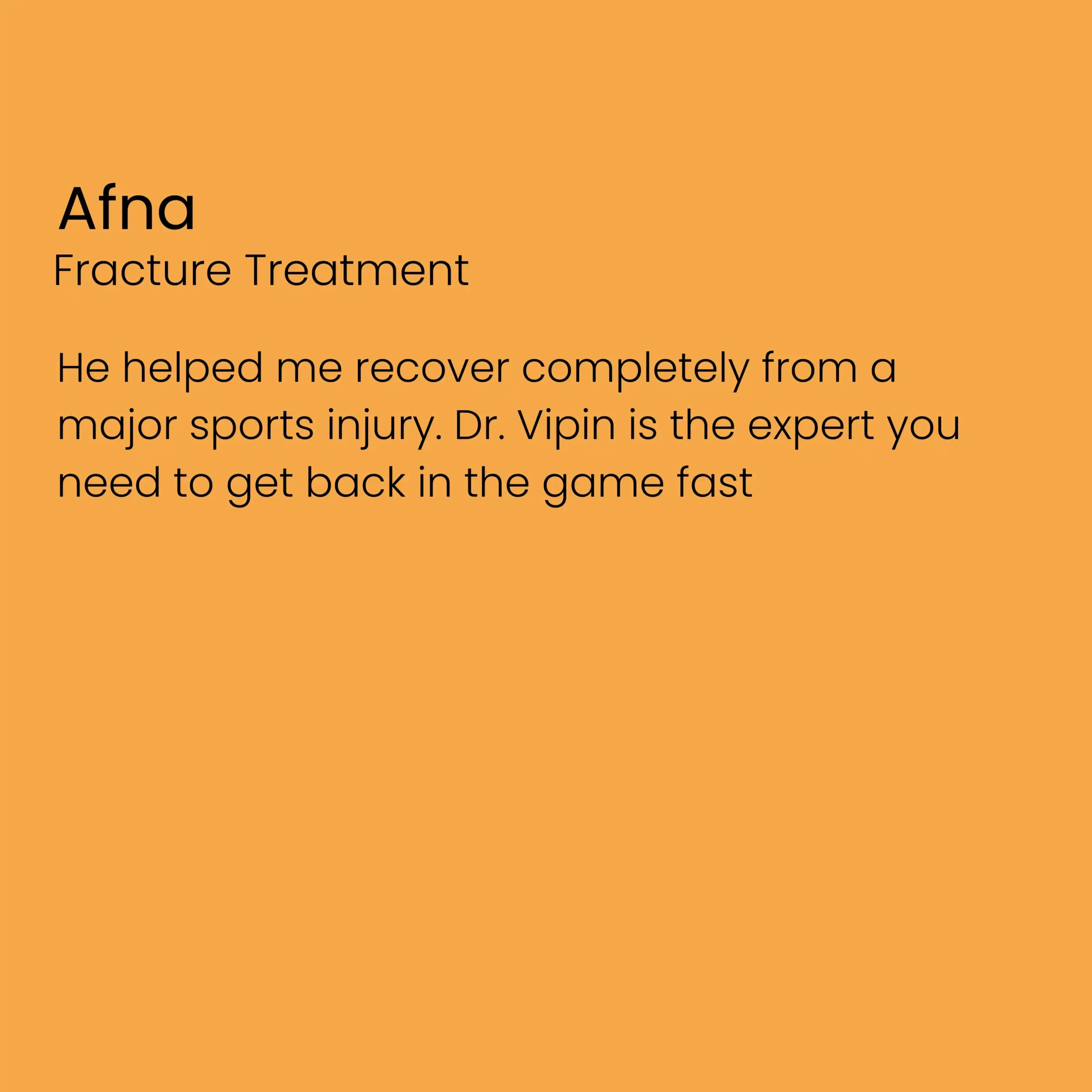 testimonial of afna had a good review about dr vipin mohan